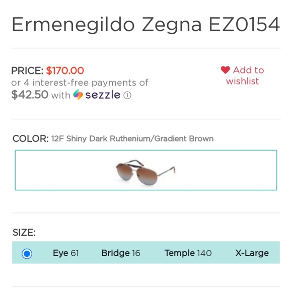 Ermenegildo Zegna EZ0154 12F Shiny Dark Ruthenium/Gradient Brown - Picture 6 of 6